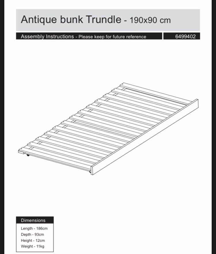Detachable Bunk Pine Trundle Part Only
